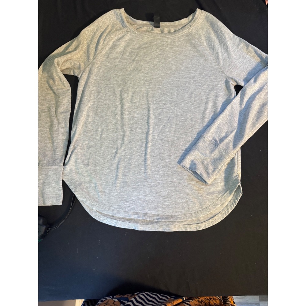 Yogalicious Womens Heather Gray Long Sleeve‎ Thumbhole Activewear Top Large